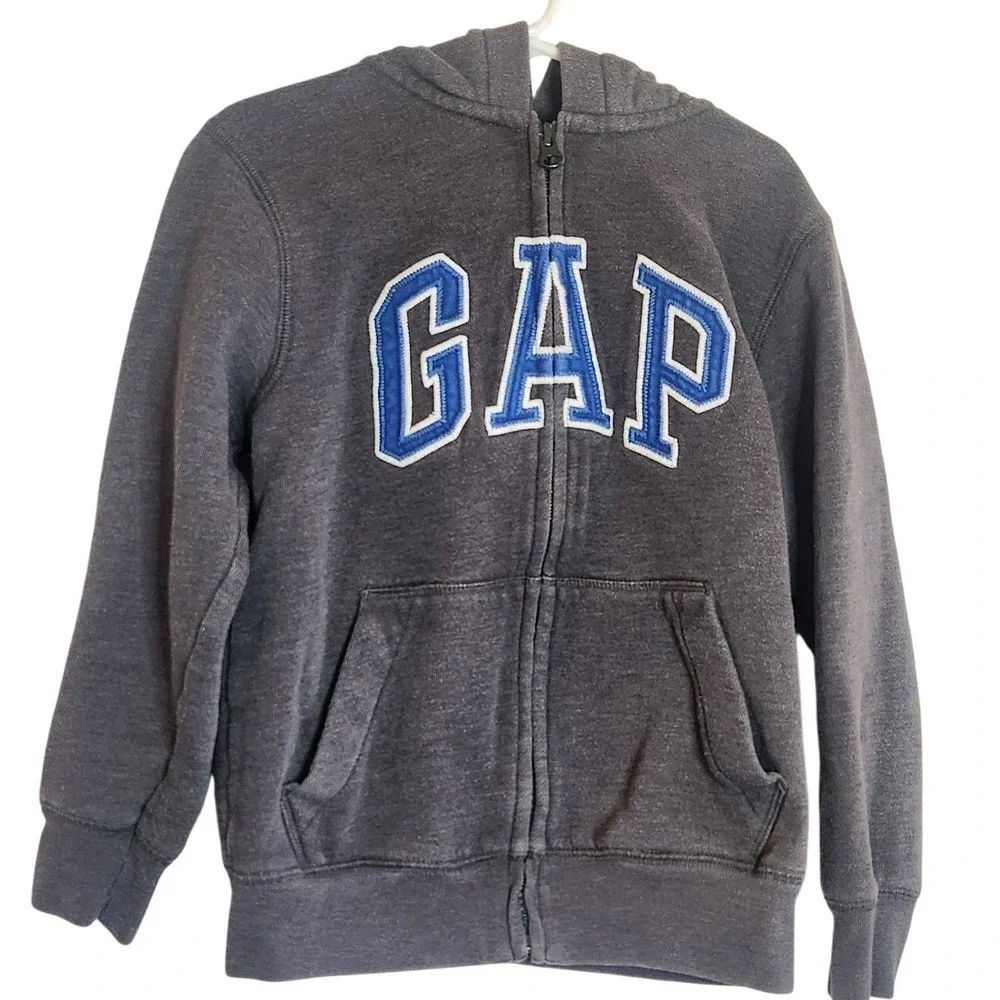 Gap Kids Logo Zip Up Hoodie Fleece Hooded‎ Sweatshirt Y2K Streetwear
